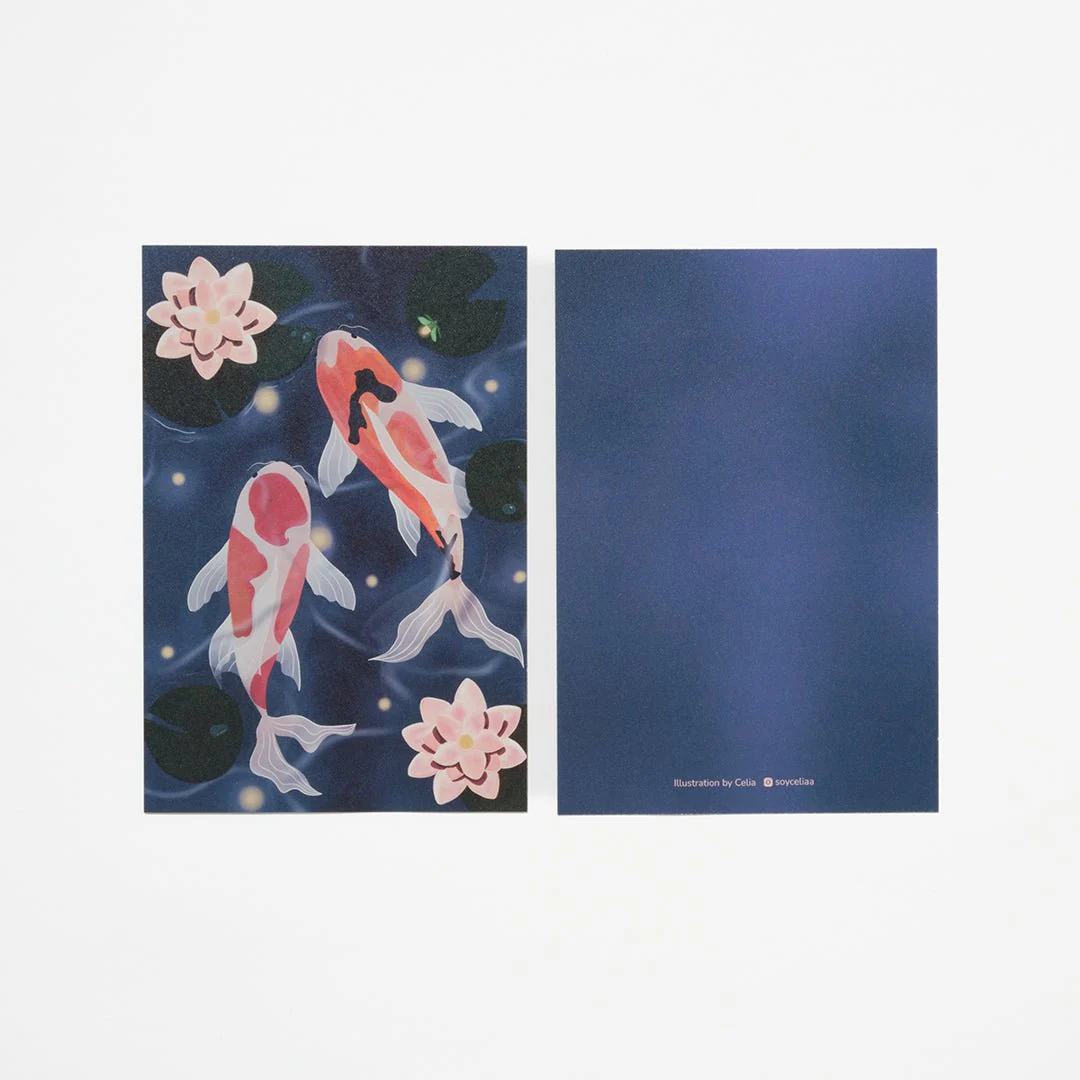 "A Pair of Koi" Washi Postcard by Celia / Bungu - Image 2