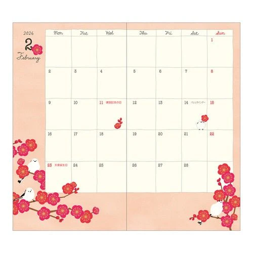 Birds and Seasonal Plants Pocket Diary 2026 / MIDORI - Image 5