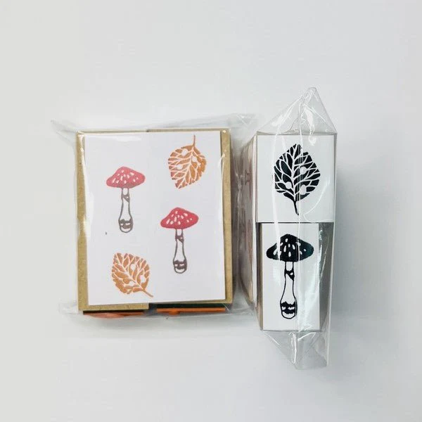 Mushroom and Fallen Leaves Wood Stamp Set / Morita Inbou - Image 6