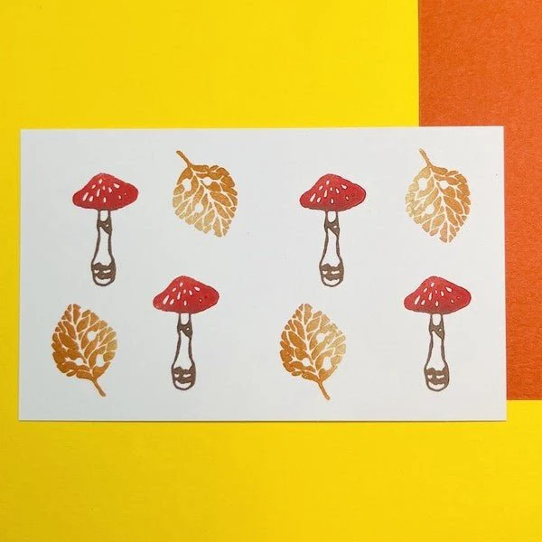 Mushroom and Fallen Leaves Wood Stamp Set / Morita Inbou - Image 7