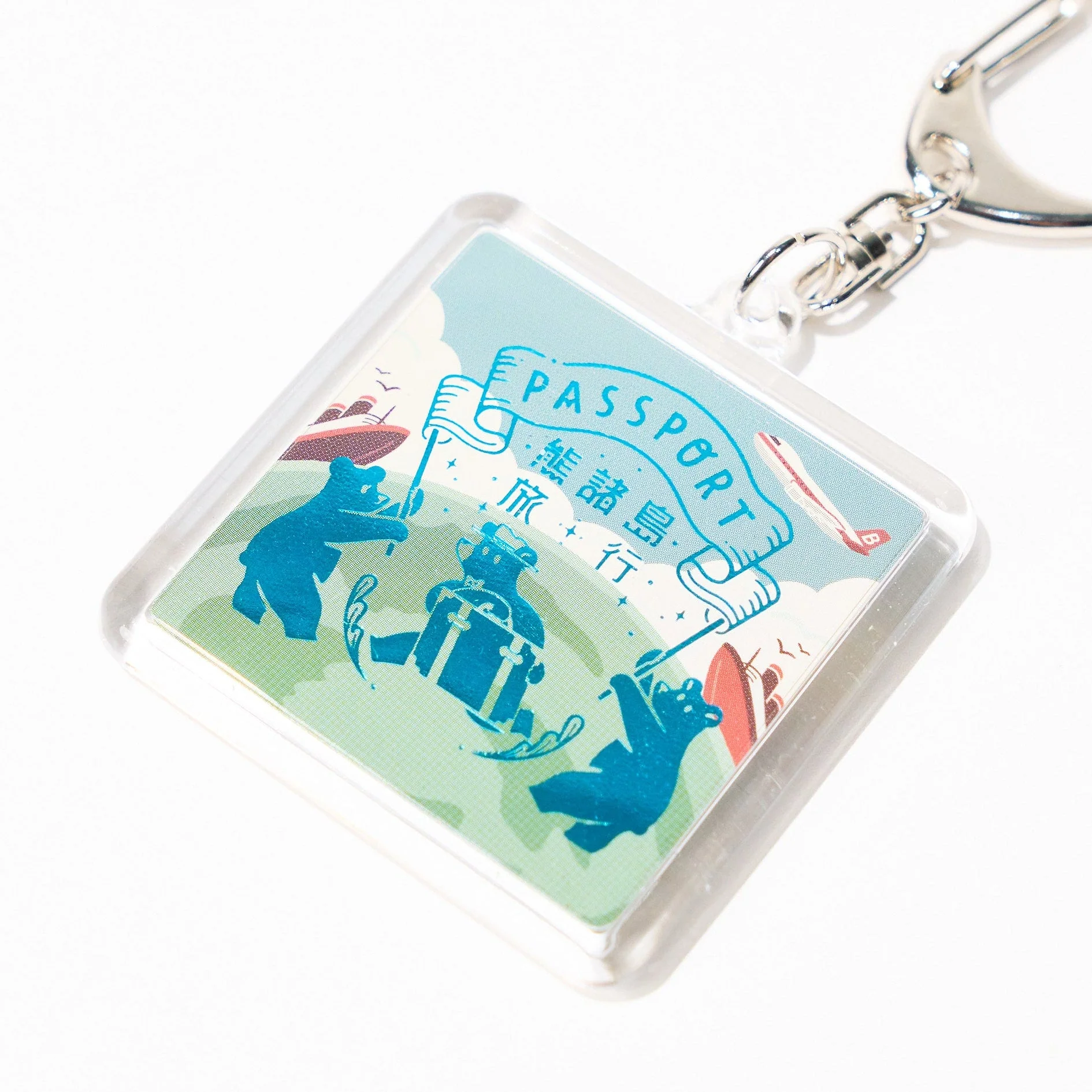 ROKKAKU x ob1toy Travel Bear Foil-Stamped Acrylic Key Chain / ROKKAKU - Image 2